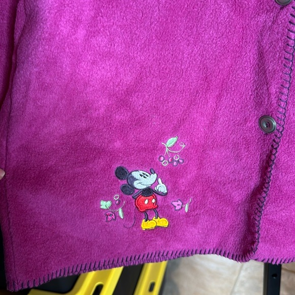 NWOT Disney Embroidered Mickey Mouse Floral Purple Fleece Jacket Size Small - Picture 3 of 10